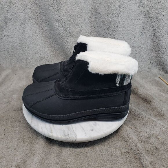 Propet Shoes Womens Size 7.5 XX (4E) Wide Black Leather & Rubber Snow Boots - Picture 1 of 12